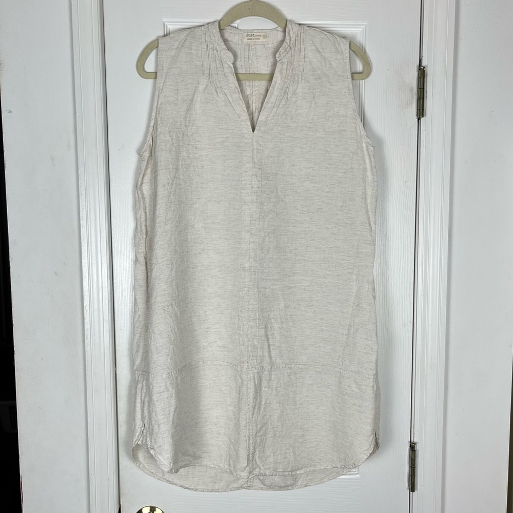 Just Living Minimalist Lagenlook Linen Blend Sleeveless Shift Dress